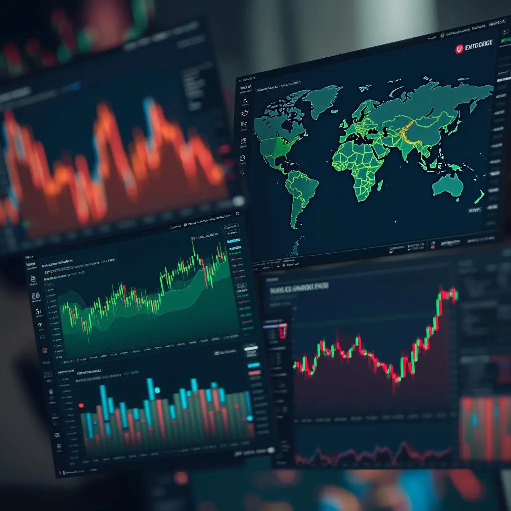 Mesa de trading con pantallas